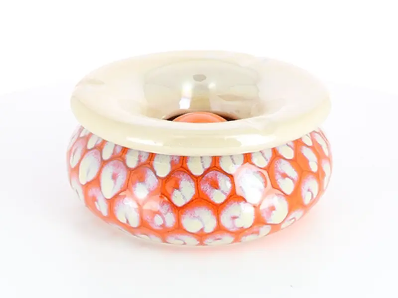 grand cendrier orange décor écailles fait main à Salernes